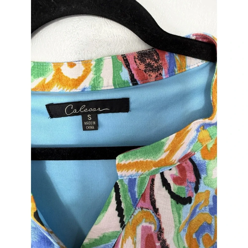 Calessa Bell Sleeved Peplum Dress Multicolored Size S - Picture 2 of 5
